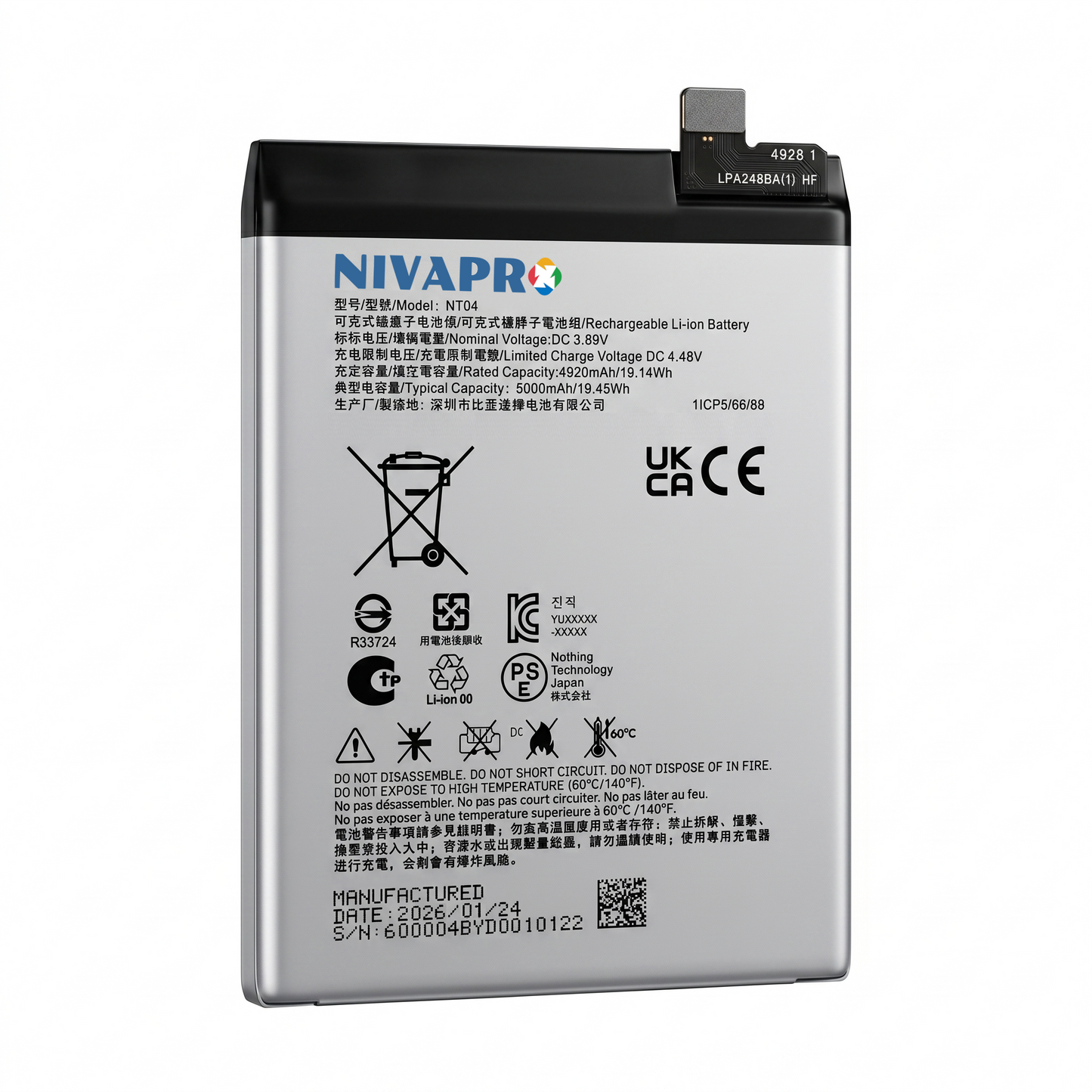 NT04 for Nothing Phone 03A  5000mAh with Warranty Compatible by NIVAPRO