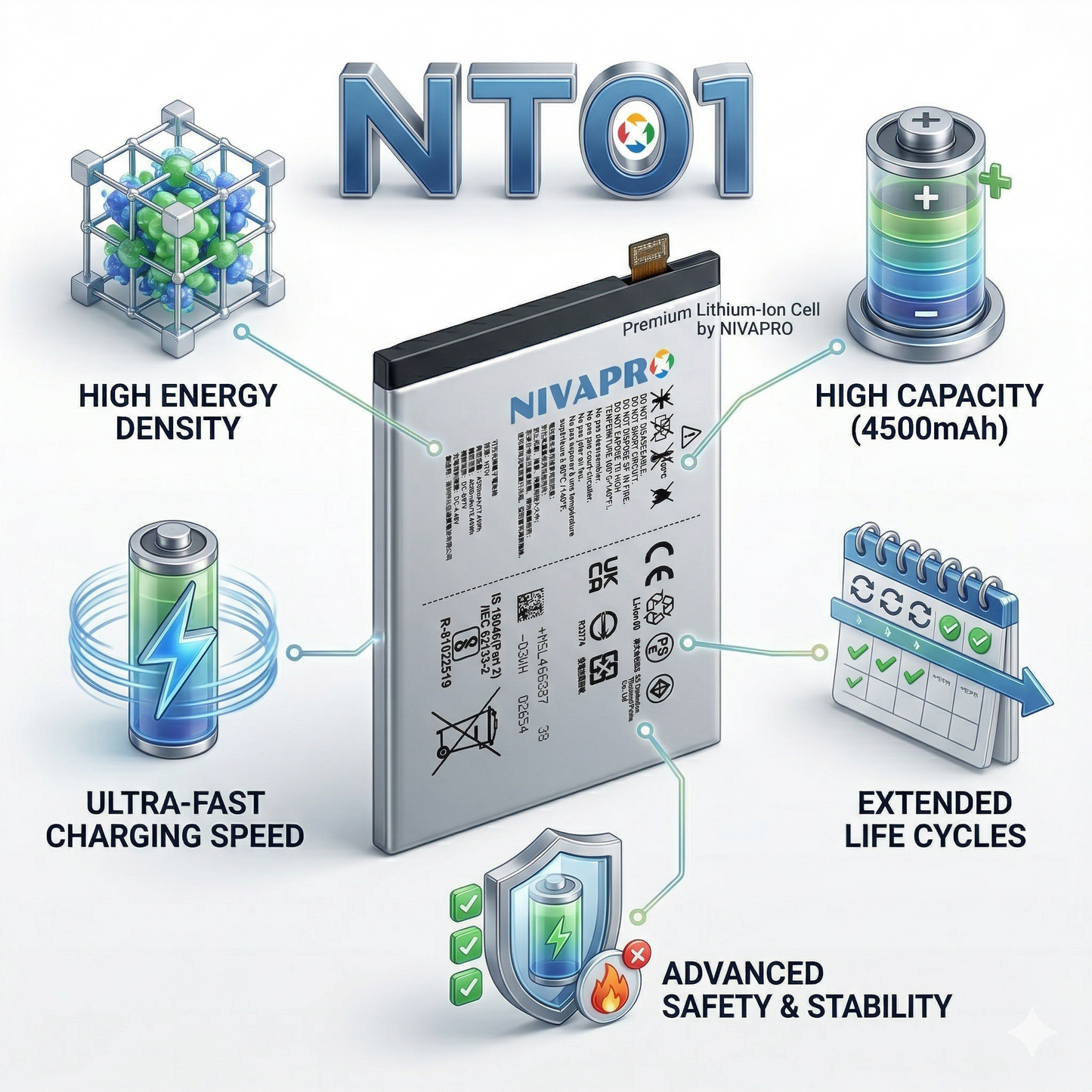 NT01 for  Nothing Phone 01  4500mAh with Warranty Compatible by NIVAPRO