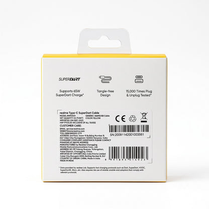 Original realme SUPERDART Type-C Cable 65W Fast Charging | Tangle-Free | 15,000 Plug-Unplug Tested