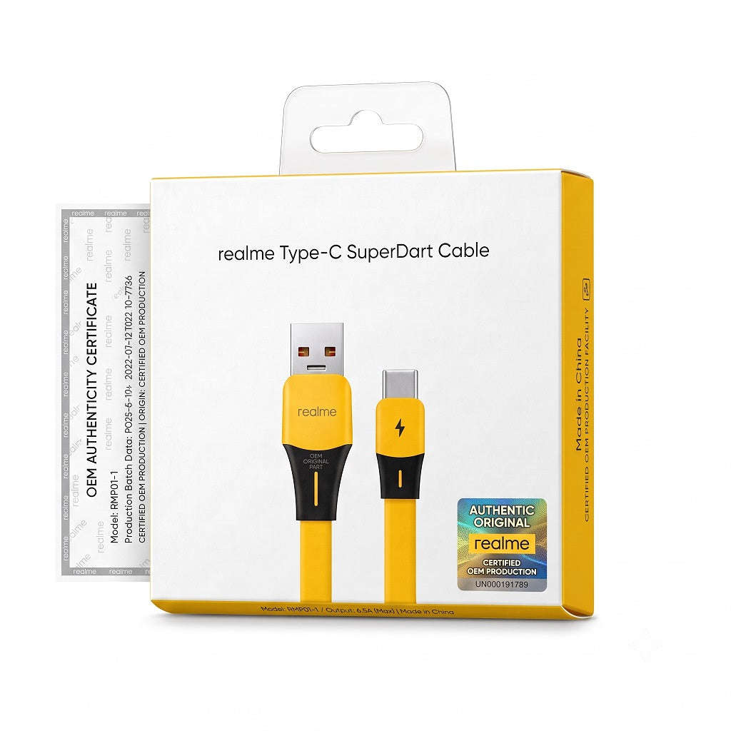 Original realme SUPERDART Type-C Cable 65W Fast Charging | Tangle-Free | 15,000 Plug-Unplug Tested