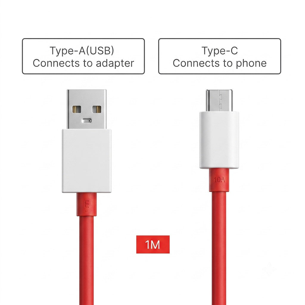 Original OnePlus SUPERVOOC USB-A to Type-C Cable 1M