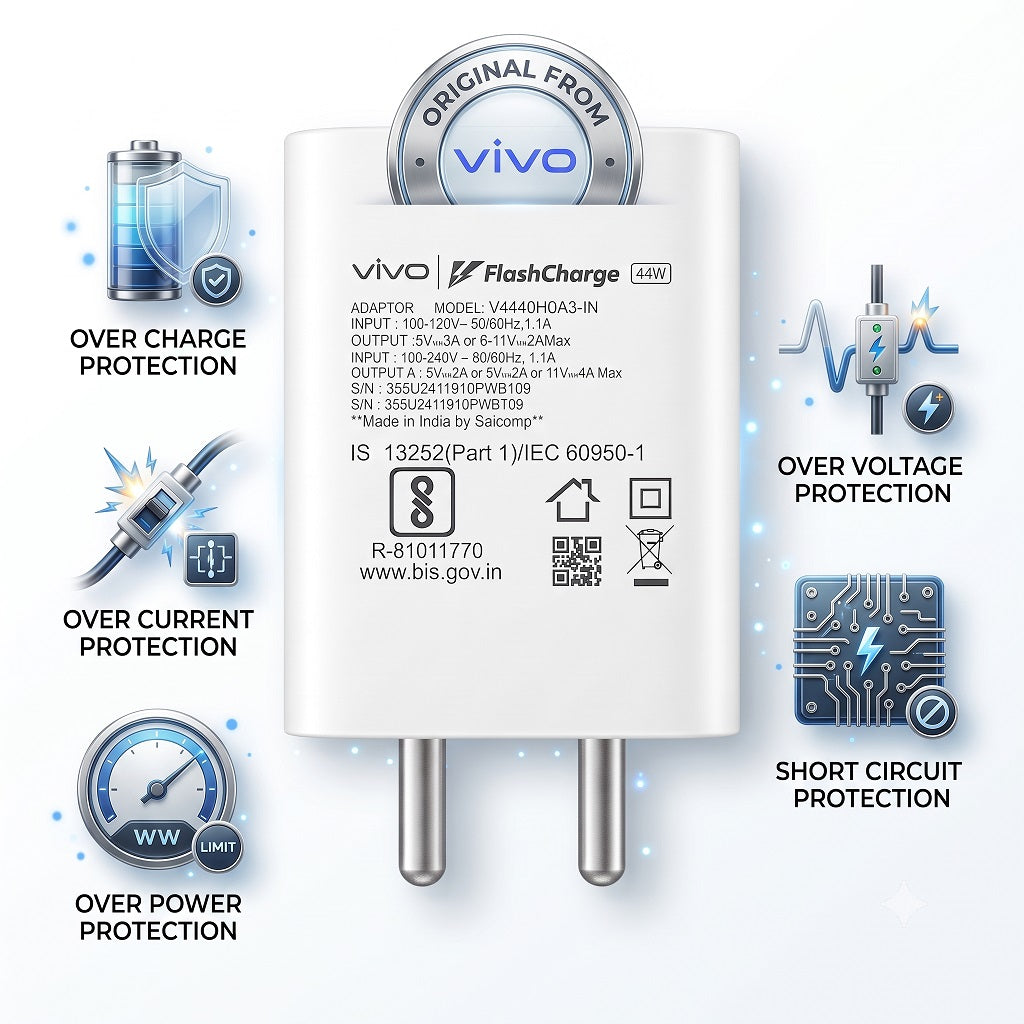 Vivo FlashCharge 44w flash charger Original Adapter