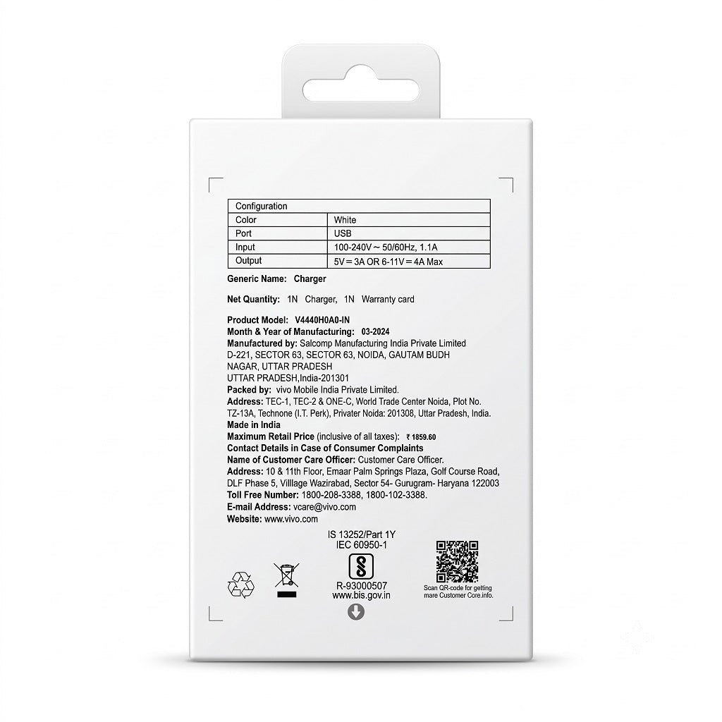 Vivo FlashCharge 44w flash charger Original Adapter