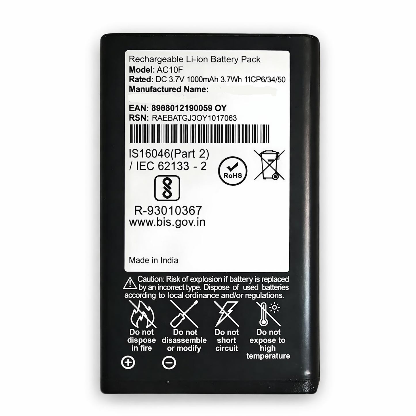 AC10F 1000mAh Battery by NIVAPRO