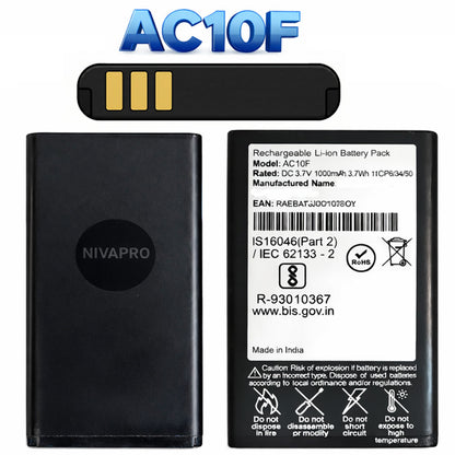 AC10F JIO Bharat V2,BI10F,K1 4G  1000mAh Battery by NIVAPRO