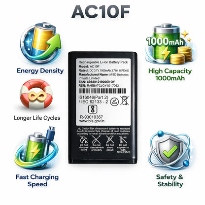AC10F JIO Bharat V2,BI10F,K1 4G  1000mAh Battery by NIVAPRO