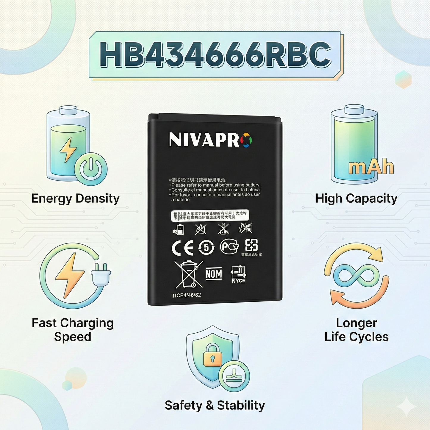 Airtel Wi-Fi Dongle HB434666RBC Huwaei replacement battery by NIVAPRO