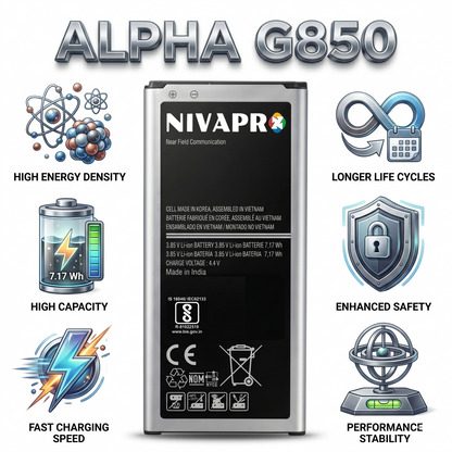 GALAXY ALPHA SAMSUNG EB-BG850BBC G850 | G8508S | G850Y | G850K | G8509V | G850A | G850F compatible 1860mAh by NIVAPRO