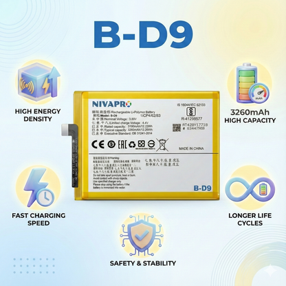 B-D9  for Vivo V9, Vivo V9 Youth, V9 Pro Vivo Y85  Battery 3260mAh by NIVAPRO