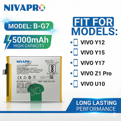 NIVAPRO BG7 Battery for Y12,Y15, Y17, Z1 Pro & U10 Compatible 5000mAh