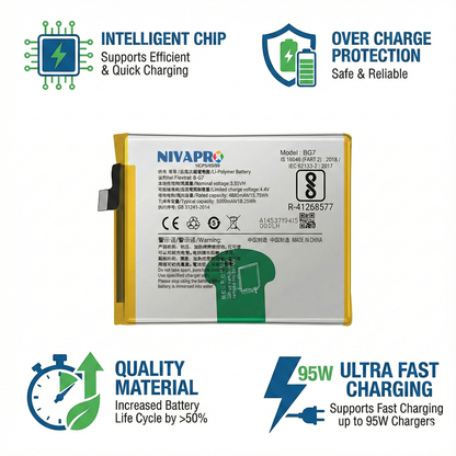 NIVAPRO BG7 Battery for Y12,Y15, Y17, Z1 Pro & U10 Compatible 5000mAh