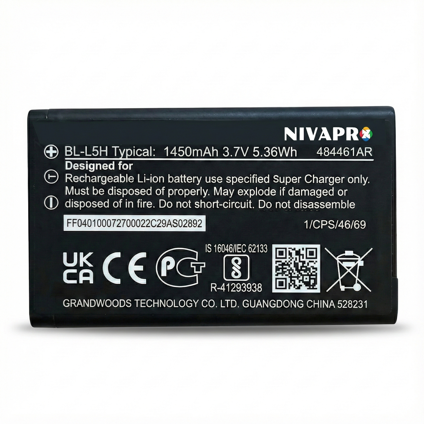 BL-L5H  for Nokia 130 DS, Nokia 150 DS, Nokia 110 4G, Nokia 106 4G, HMD 105 4G, HMD 110 4G Compatible Mobile battery 1450mAh by NIVAPRO