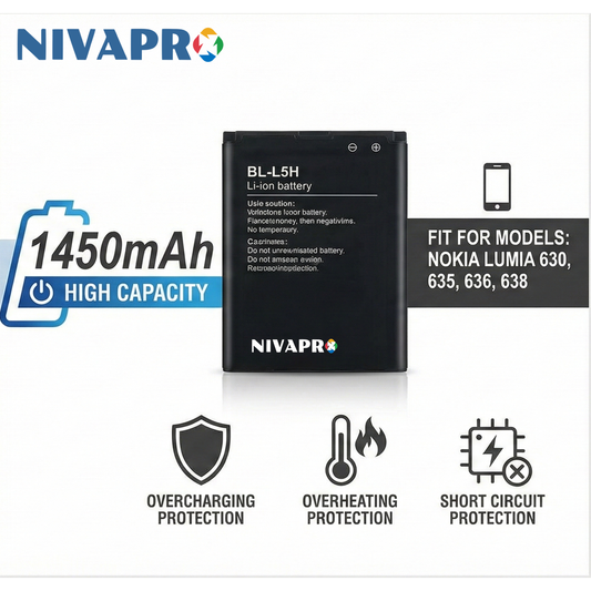 BL-L5H  for Nokia 130 DS, Nokia 150 DS, Nokia 110 4G, Nokia 106 4G, HMD 105 4G, HMD 110 4G Compatible Mobile battery 1450mAh by NIVAPRO