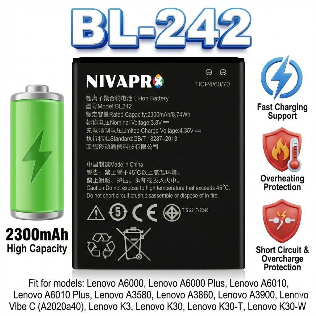 BL242 Mobile battery for A6000,A6010 2300mAh by NIVAPRO