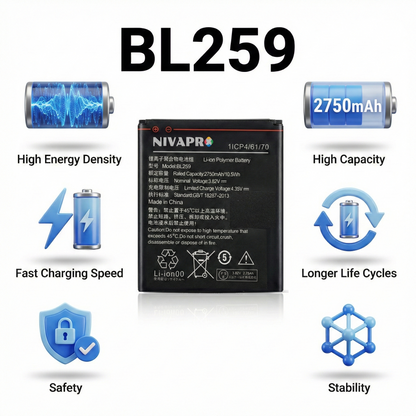 BL259 Mobile battery for Vibe K5, Vibe K5 Plus 2700mAh by NIVAPRO