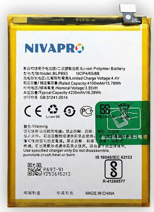 NIVAPRO BLP693 Battery for realme 3 & realme 3i Compatible 4230mAh