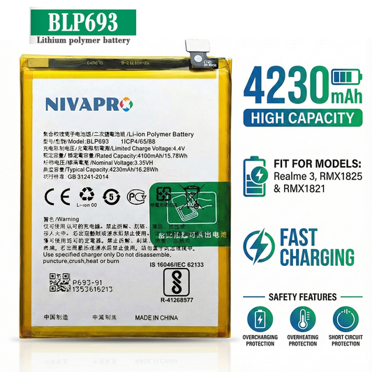 NIVAPRO BLP693 Battery for realme 3 & realme 3i Compatible 4230mAh