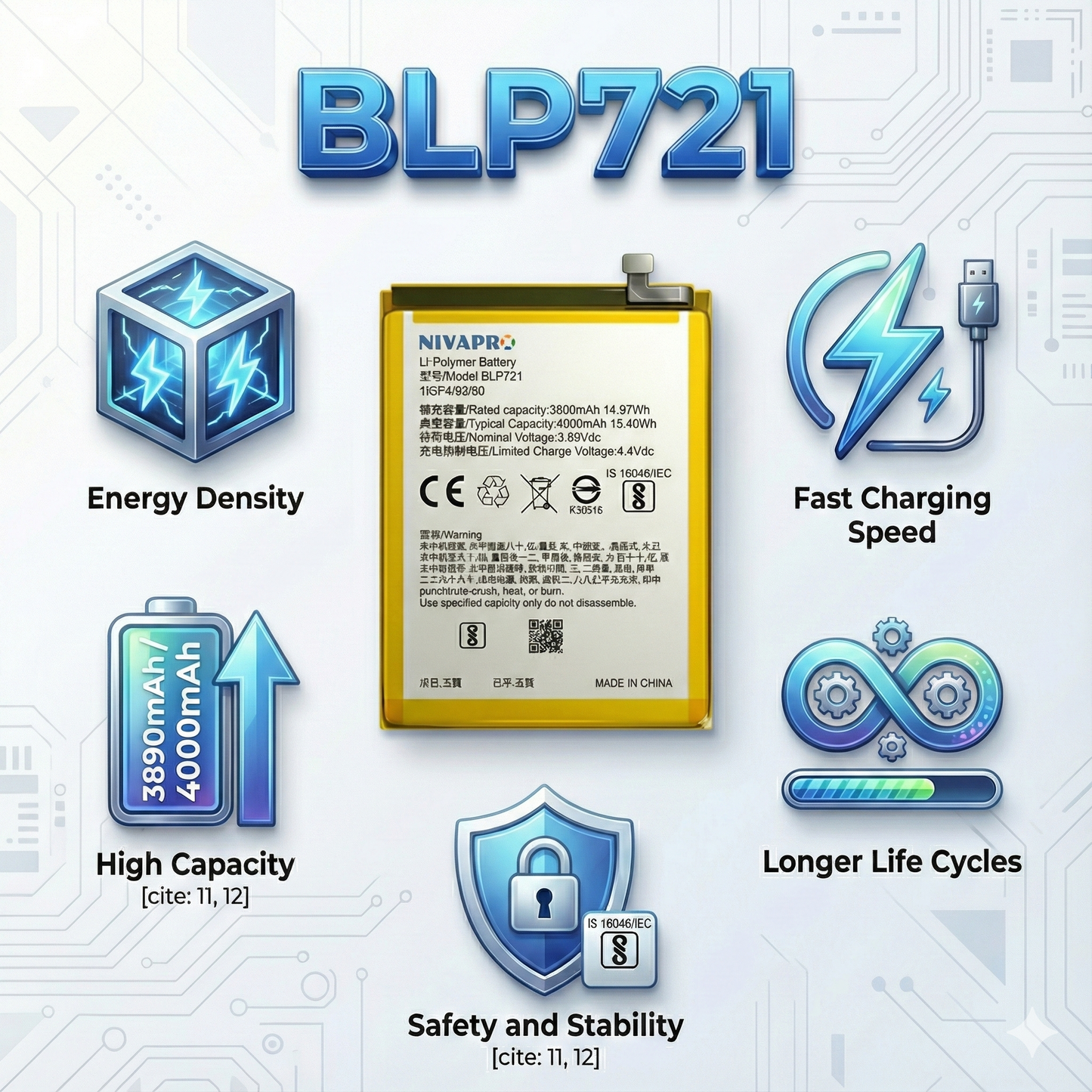 NIVAPRO BLP721  4000mAh Battery