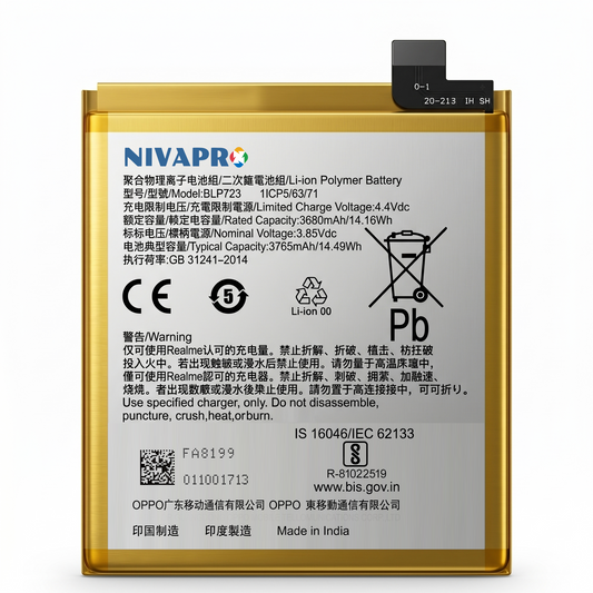 BLP723 for Realme X (model numbers RMX1901 and RMX1903) 3765mAh Battery with warranty by NIVAPRO