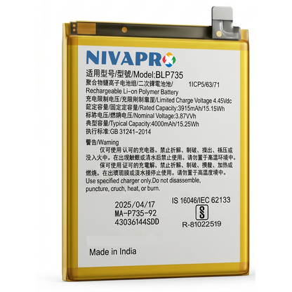 BLP735 for  Oppo Reno 2 (CPH1907) 4000mAh Battery with warranty by NIVAPRO