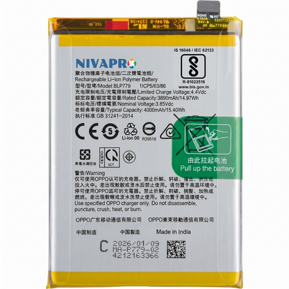 Original BLP779 for Oppo A92s A93, F17 Pro, Reno 4Z, Reno 4 Lite 4000mAh  Battery with warranty by NIVAPRO