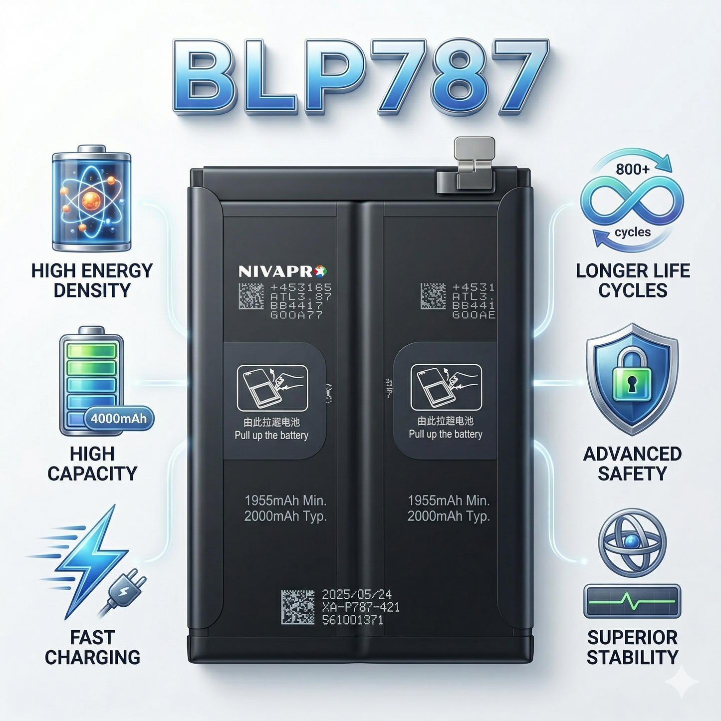 BLP787 for Oppo Reno 4 Pro 4000mAh Battery with warranty by NIVAPRO