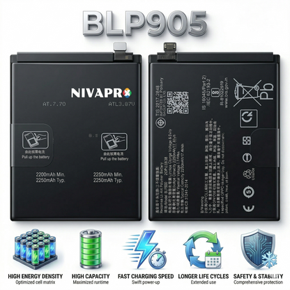 BLP905 for Oppo Reno 7 Pro 5G  4500mAh Battery supports VOOC fast charging with warranty by NIVAPRO