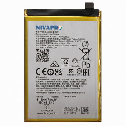 BLP951 for Realme 10 Pro+ 5G (models RMX3687, RMX3686)  5000mAh Battery with warranty by NIVAPRO