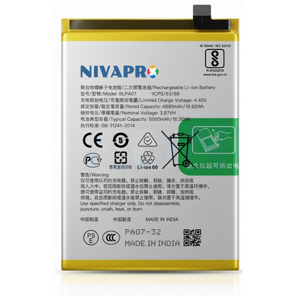 Original BLPA07 for  Oppo A78 4G (model CPH2565) 5000mAh  Battery with warranty by NIVAPRO