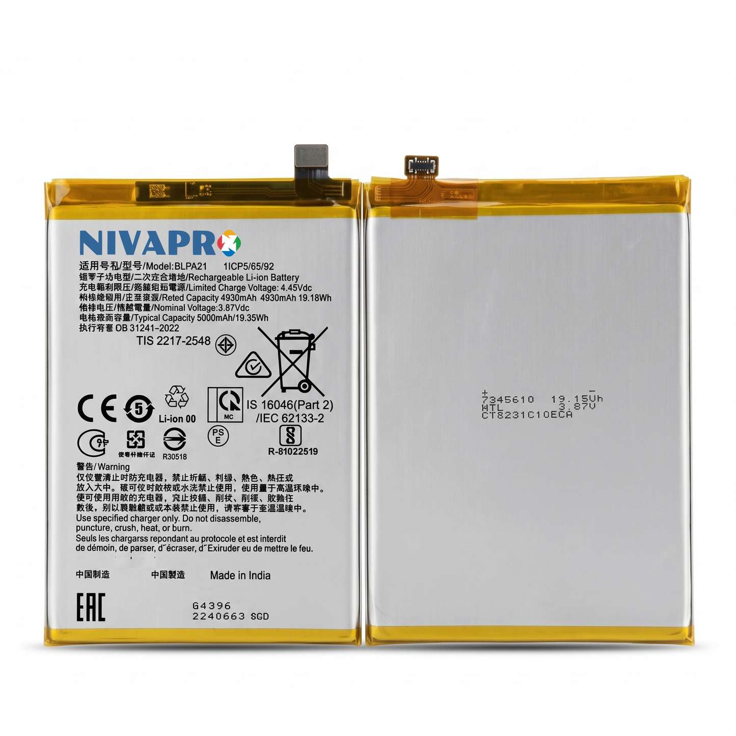 Original BLPA21 for Oppo A18 (model CPH2591) 5000mAh  Battery with warranty by NIVAPRO