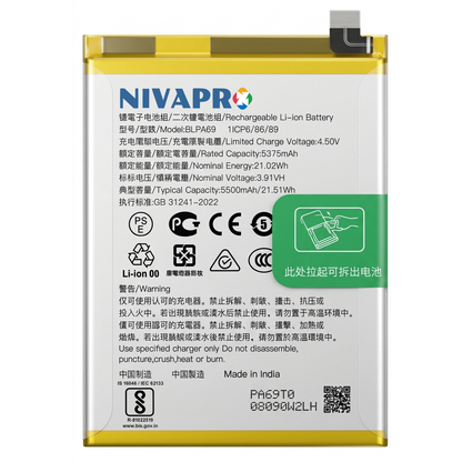 Original BLPA69 for OnePlus Nord CE 4 Lite 5G  5500mAh Battery with warranty by NIVAPRO