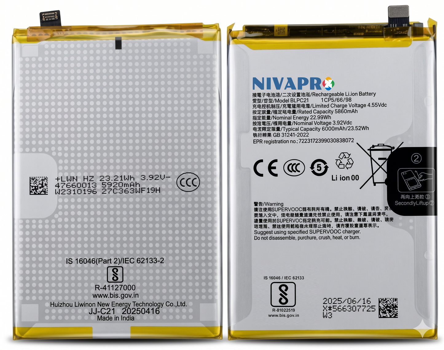 Original BLPC21 for Oppo A5x 5G 6000mAh Battery with warranty by NIVAPRO
