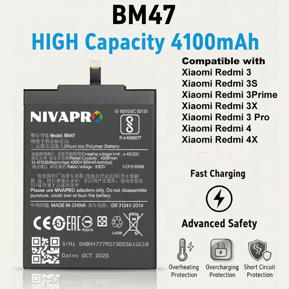 NIVAPRO BM47 Battery  4100mAh