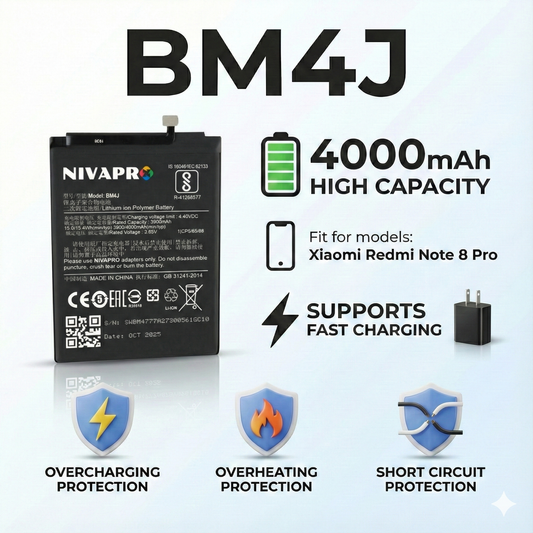 NIVAPRO BM4J Battery for Xiaomi Redmi Note 8 Pro compatible  4000mAh