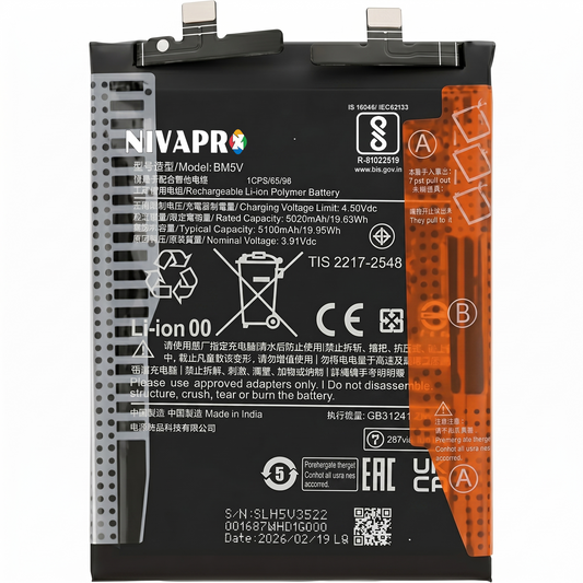 BM5V for  Xiaomi Redmi Note 13 Pro 5G and Poco X6 5G with Warranty by NIVAPRO 5100mAh