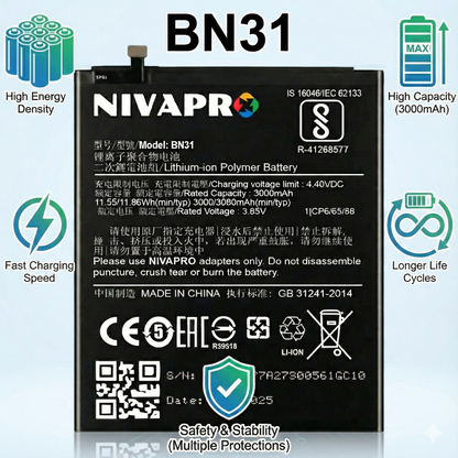 NIVAPRO BN31  3080mAh Battery