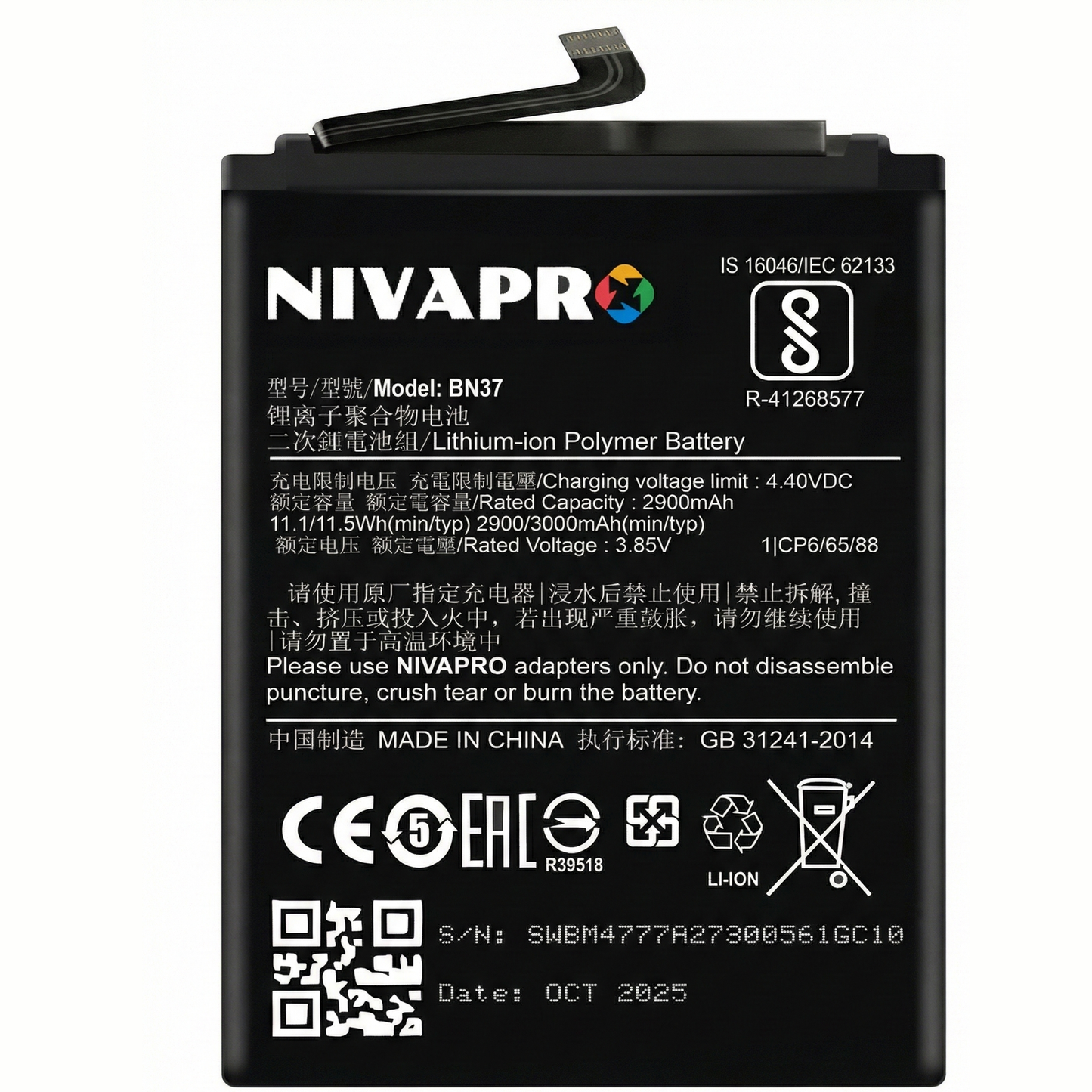 NIVAPRO BN37 Battery Compatible with Xiaomi Redmi 6  / Redmi 6A  3000mAh