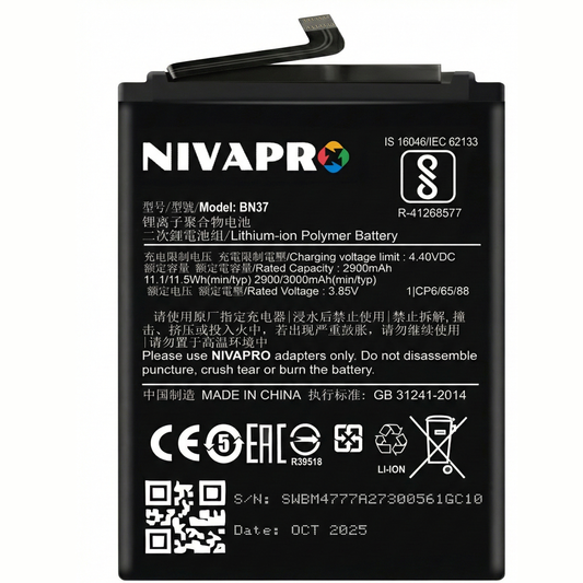 NIVAPRO BN37 Battery Compatible with Xiaomi Redmi 6  / Redmi 6A  3000mAh