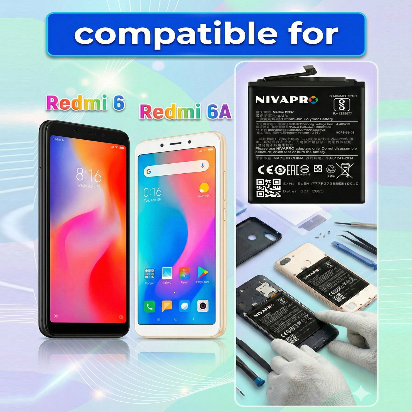 NIVAPRO BN37 Battery Compatible with Xiaomi Redmi 6  / Redmi 6A  3000mAh