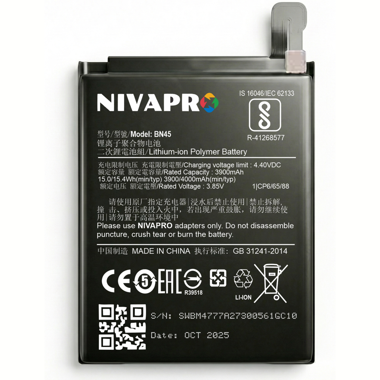 NIVAPRO BN45/BN48 4000mAh Battery