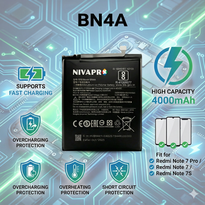 BN4A Redmi Note 7 Pro/ Note 7 / Note 7S Compatible by NIVAPRO 4000mAh Battery
