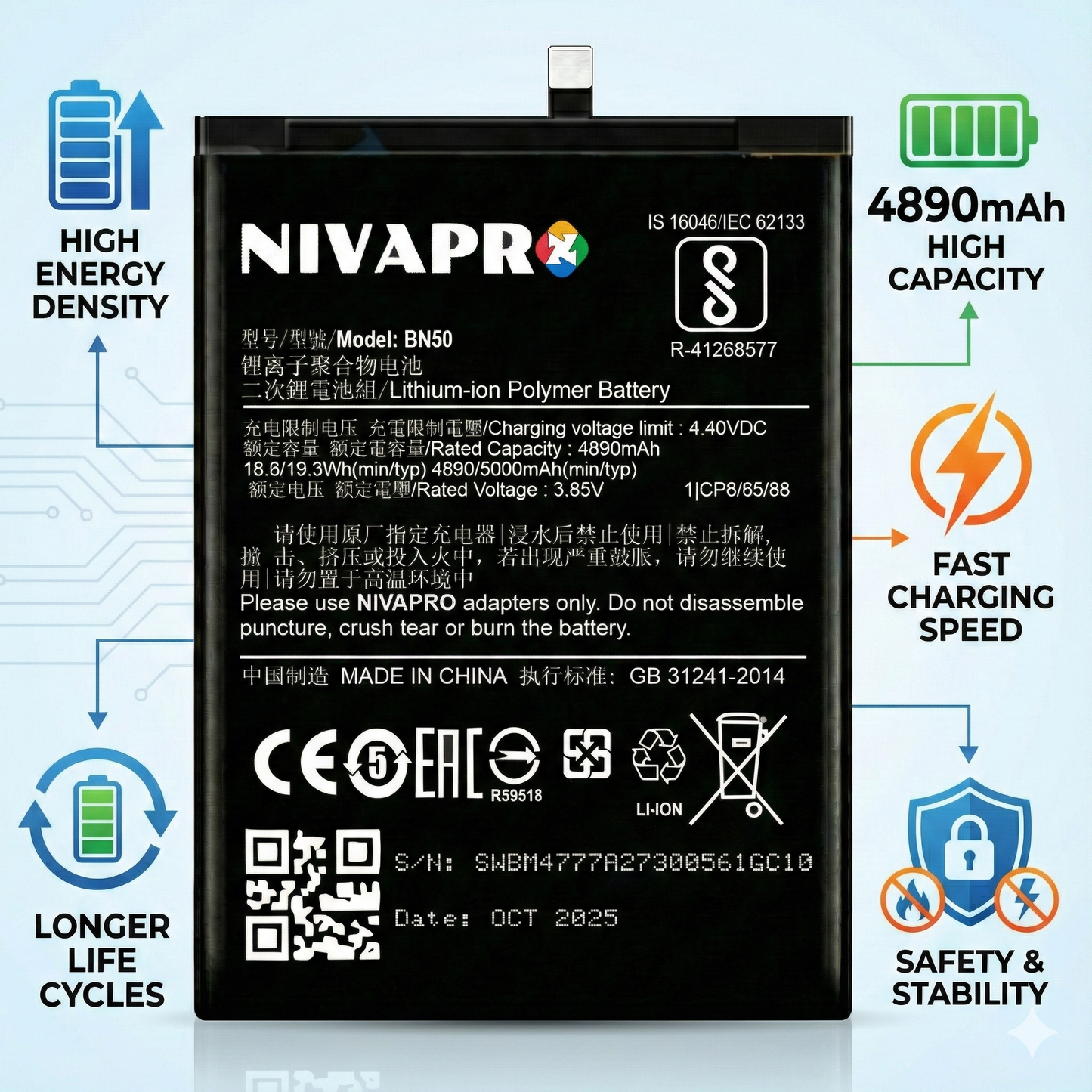 NIVAPRO BN50 Mi Max 2 5000mAh Battery