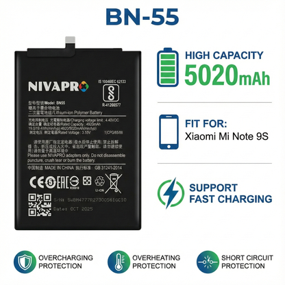 NIVAPRO BN55 Redmi Note 9S 5020mAh Battery