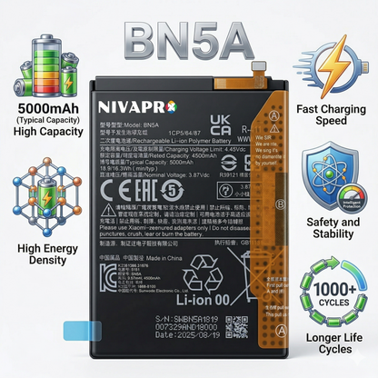 BP5A for  Xiaomi Redmi Note 10 5G & POCO M3 Pro 5G 5000mAh with Warranty Compatible by NIVAPRO