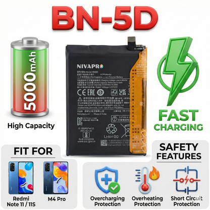 BN5D Redmi Note 11, 11S 4G | M4 PRO 4G | Note 12S | Note 11 4G  5000mAh Compatible by NIVAPRO