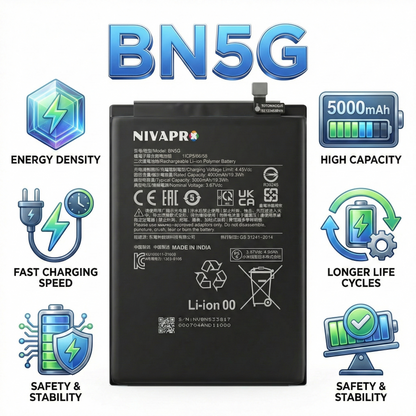 BN5G Compatible for Redmi Note 10A, Redmi Note 10c 5000mAh by NIVAPRO