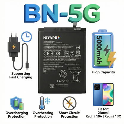 BN5G Compatible for Redmi Note 10A, Redmi Note 10c 5000mAh by NIVAPRO