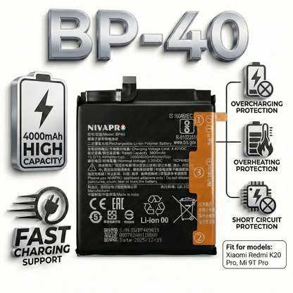 BP40 Compatible for Redmi K20 Pro & Mi 9T Pro 4000mAh by NIVAPRO