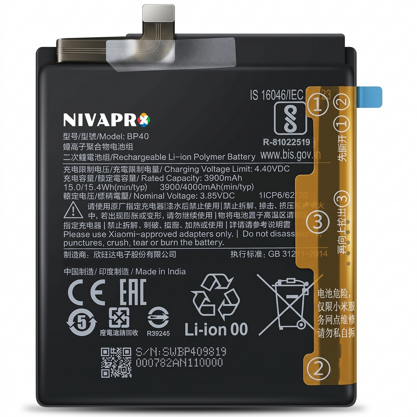 BP41 for Xiaomi Redmi K20 and Xiaomi Mi 9T with Warranty by NIVAPRO 4000mAh