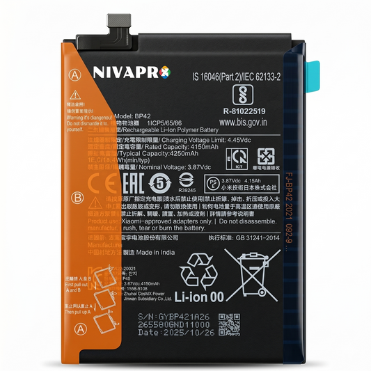 BP42 for  Xiaomi Mi 11 Lite 4G/5G, 11 Lite 5G NE with Warranty by NIVAPRO 4250mAh